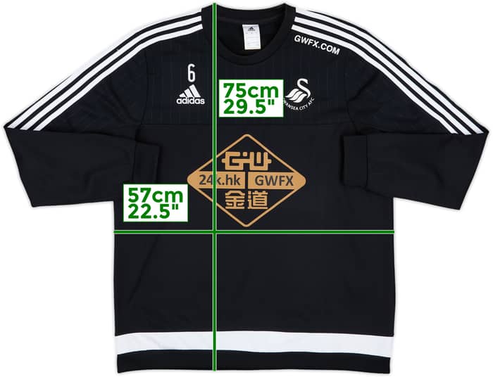 2015-16 Swansea adidas Player Issue Sweat Top #6 - 6/10 - (L)