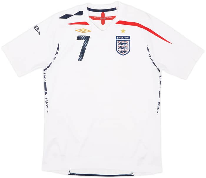 2007-09 England Home Shirt Beckham #7 - 6/10 - (XL.Boys)
