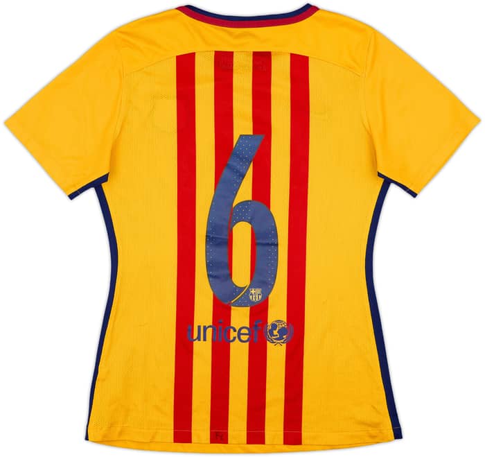 2015-16 Barcelona Player Issue Away Shirt #6 - 5/10 - (Women's M)