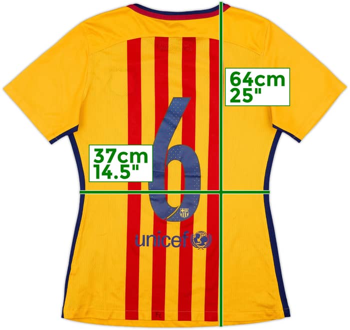 2015-16 Barcelona Player Issue Away Shirt #6 - 5/10 - (Women's M)