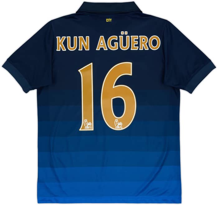 2014-15 Manchester City Away Shirt Kun Aguero #16 - 9/10 - (XL.Boys)