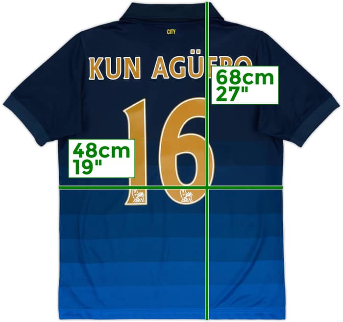 2014-15 Manchester City Away Shirt Kun Aguero #16 - 9/10 - (XL.Boys)