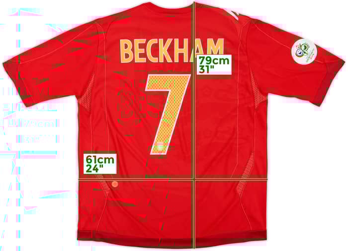 2006-08 England Away Shirt Beckham #7 - 7/10 - (XL)