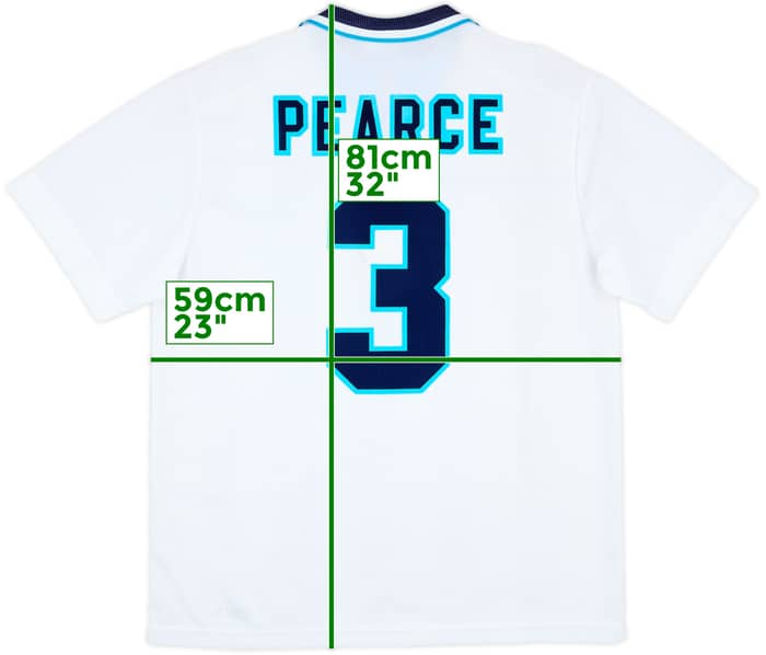 1995-97 England Home Shirt Pearce #3 - 9/10 - (XL)