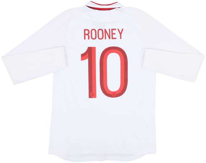 2012-13 England Home L/S Shirt Rooney #10 - 8/10 - (M)