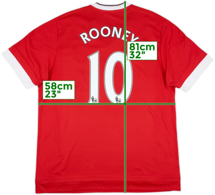 2015-16 Manchester United Home Shirt Rooney #10 - 6/10 - (XL)