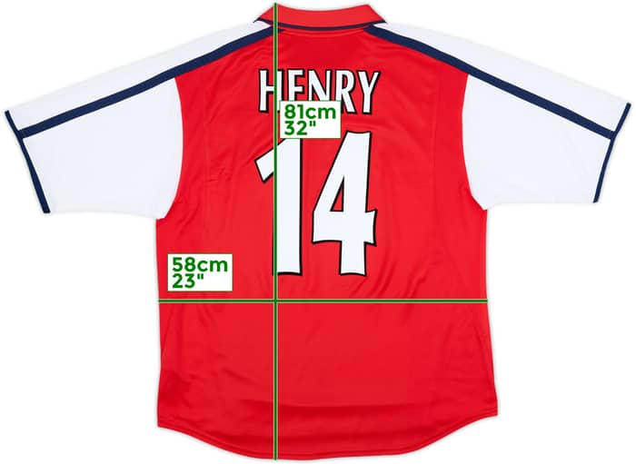 2000-02 Arsenal Home Shirt Henry #14 - 9/10 - (L)