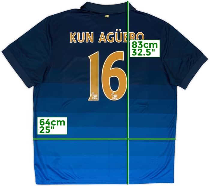 2014-15 Manchester City Away Shirt Kun Aguero #16 - 9/10 - (XXL)
