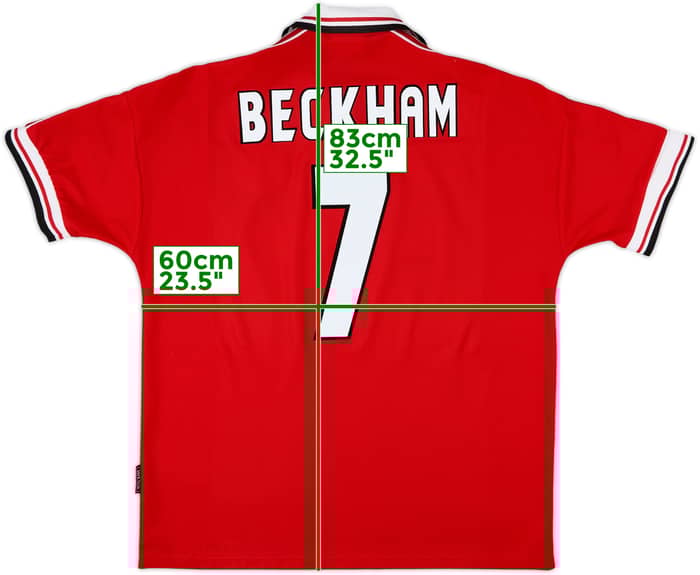 1998-00 Manchester United Home Shirt Beckham #7 - 8/10 - (XL)
