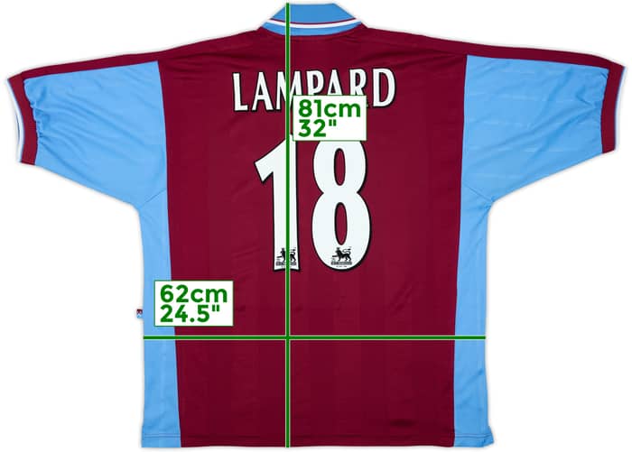 1997-98 West Ham Home Shirt Lampard#18 - 9/10 - (XL)