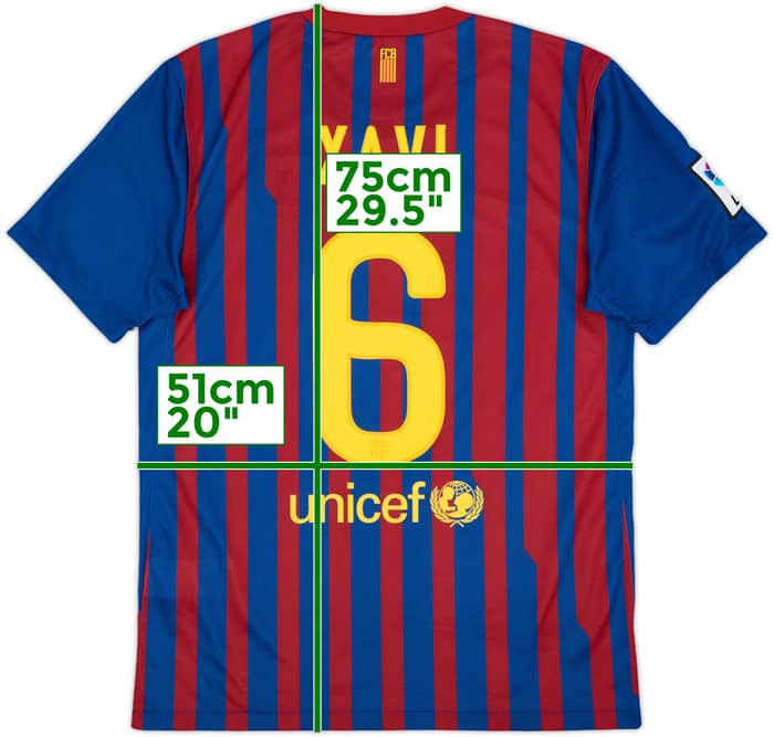 2011-12 Barcelona Home Shirt Xavi #6 - 7/10 - (M)