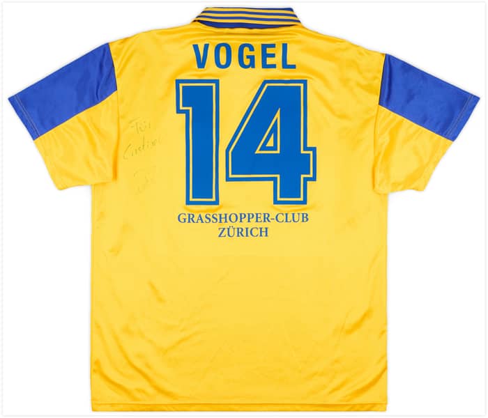 1997-98 Grasshoppers Match Issue Signed Away Shirt Vogel #14