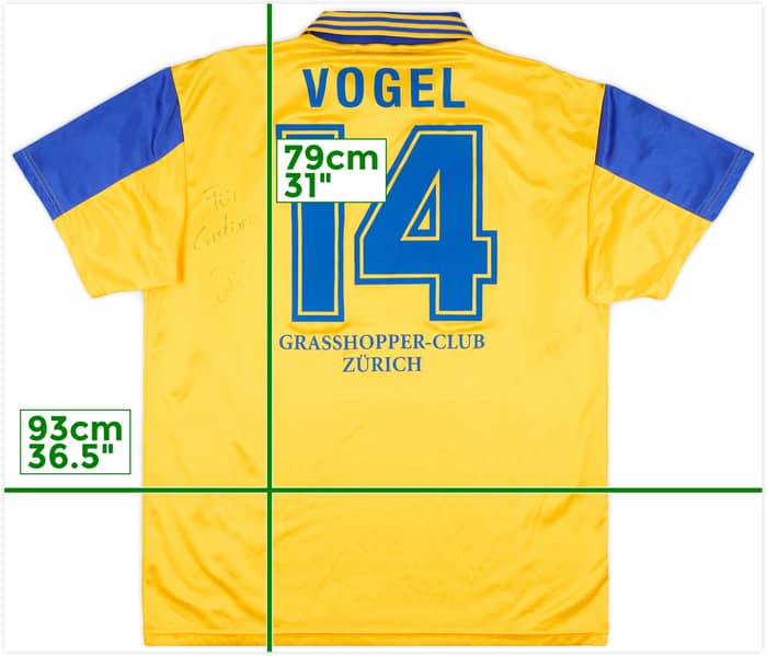 1997-98 Grasshoppers Match Issue Signed Away Shirt Vogel #14
