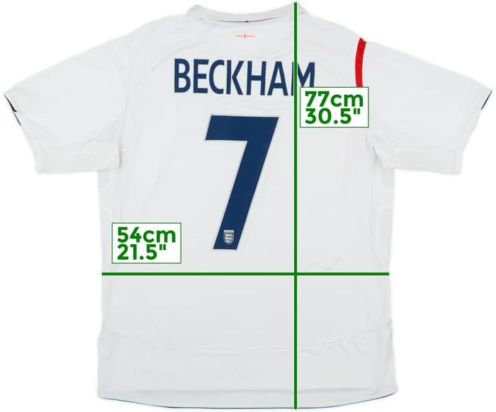 2005-07 England Home Shirt Beckham #7 - 5/10 - (XL)