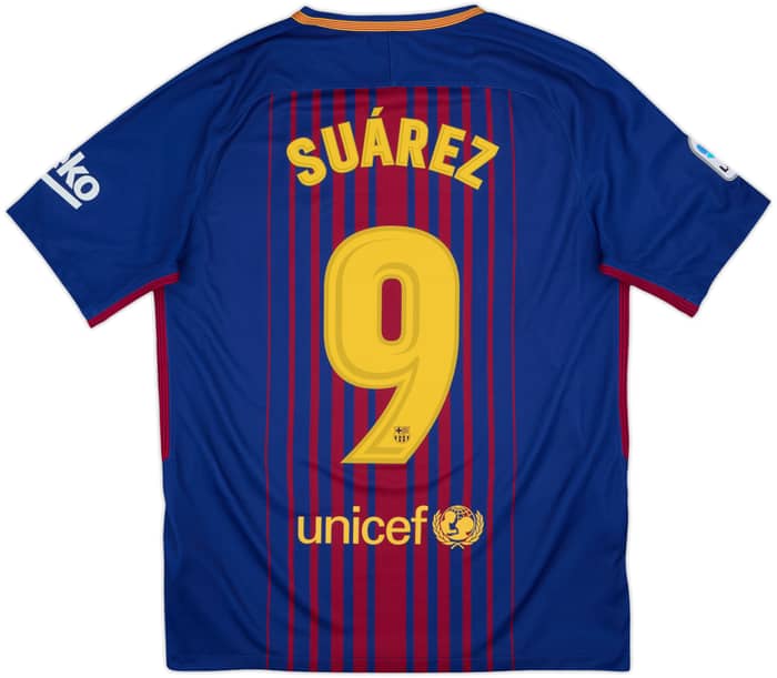 2017-18 Barcelona Home Shirt Suarez #9 - 10/10 - (M)