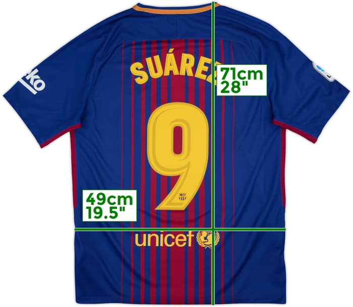2017-18 Barcelona Home Shirt Suarez #9 - 10/10 - (M)