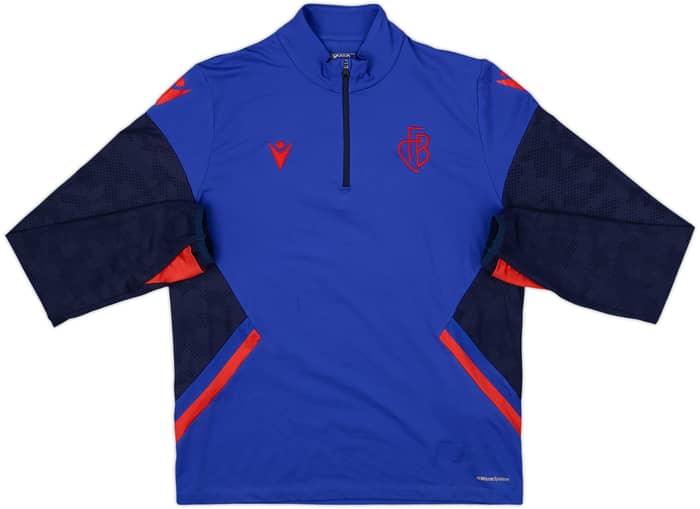 Top de entrenamiento con cremallera de 1/4 Macron del FC Basel 2022-23 - 8/10 - (Niños L)