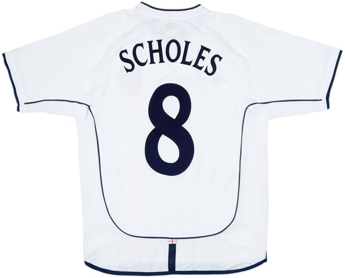 2001-03 England Home Shirt Scholes #8 - 7/10 - (M)