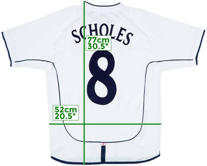 2001-03 England Home Shirt Scholes #8 - 7/10 - (M)