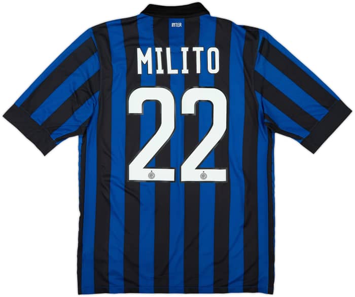 2011-12 Inter Milan Home Shirt Milito #22 - 6/10 - (M)