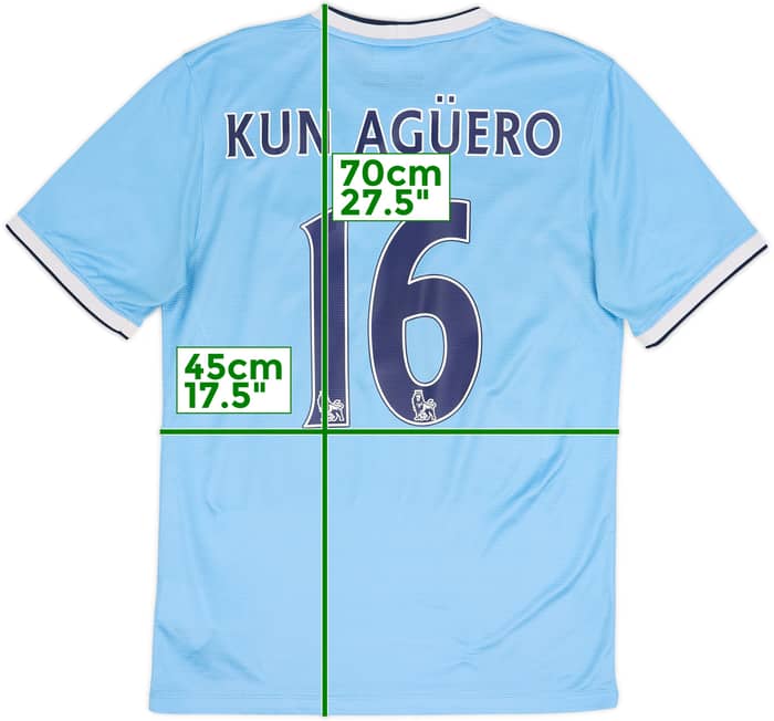 2013-14 Manchester City Home Shirt Kun Aguero #16 - 7/10 - (S)