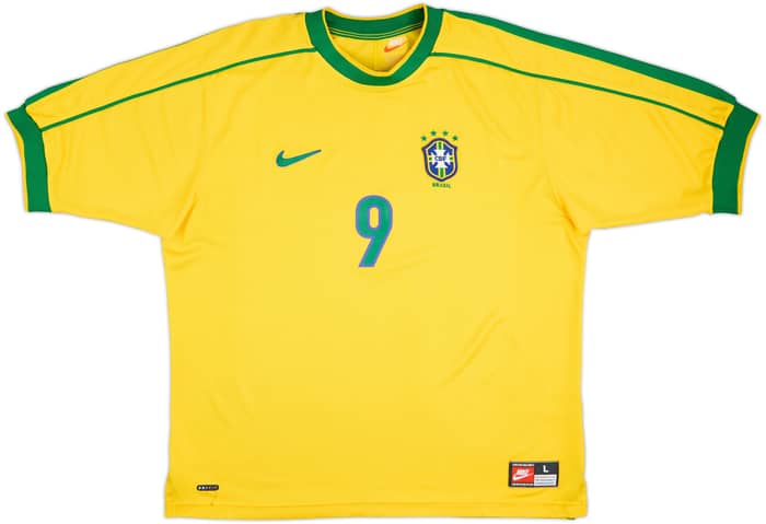1998-00 Brasil Camiseta de local Ronaldo #9 - 8/10 - (L)