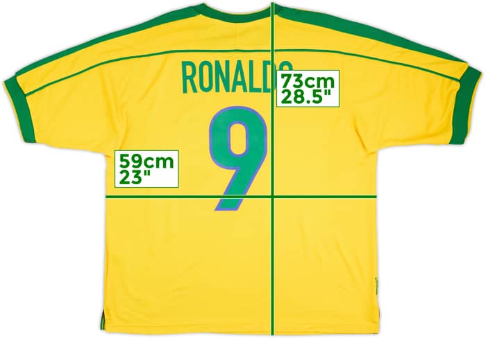 1998-00 Brasil Camiseta de local Ronaldo #9 - 8/10 - (L)