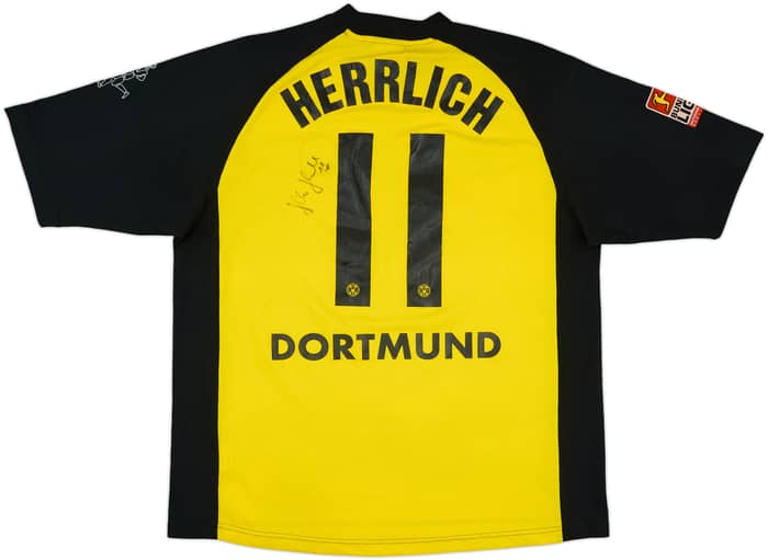 2001-02 Borussia Dortmund Signed Home Shirt Herrlich #11 - 8/10 - (XL)