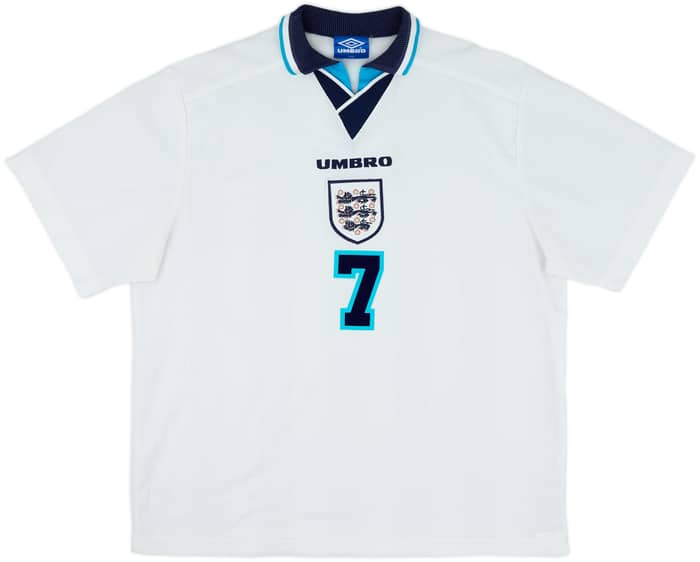 1995-97 England Home Shirt Beckham #7 - 8/10 - (XXL)