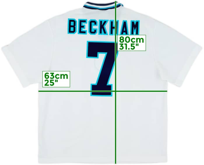 1995-97 England Home Shirt Beckham #7 - 8/10 - (XXL)