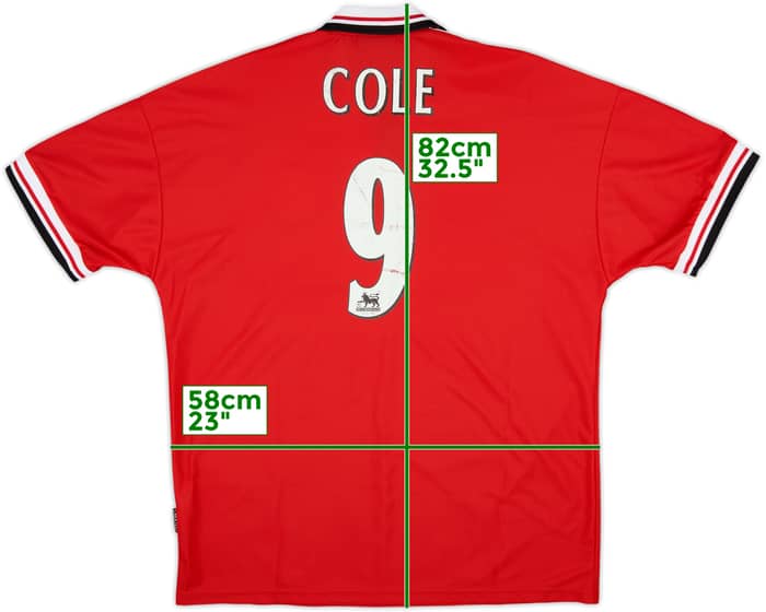 1998-00 Manchester United Home Shirt Cole #9 - 5/10 - (XL)