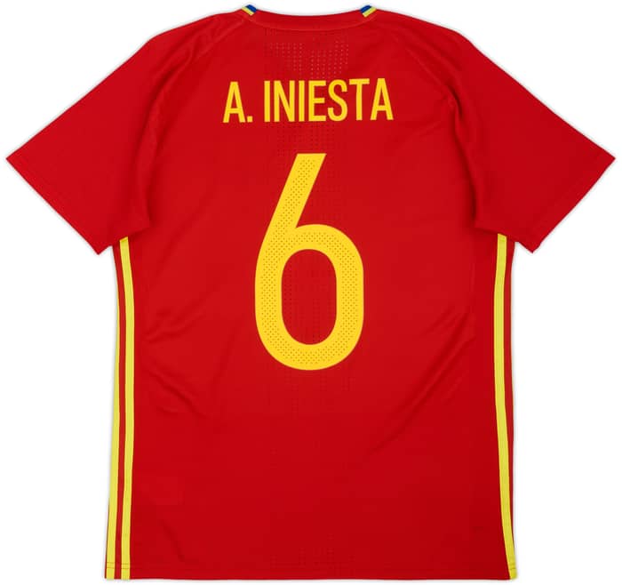 2015-16 Spain adizero Training Shirt Iniesta #6 - 7/10 - (M)