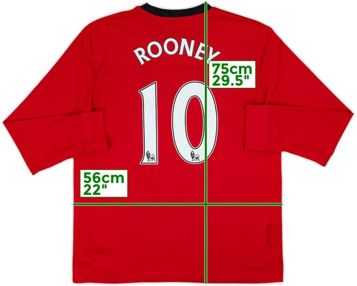 2009-10 Manchester United Home L/S Shirt Rooney #10 - 6/10 - (L)