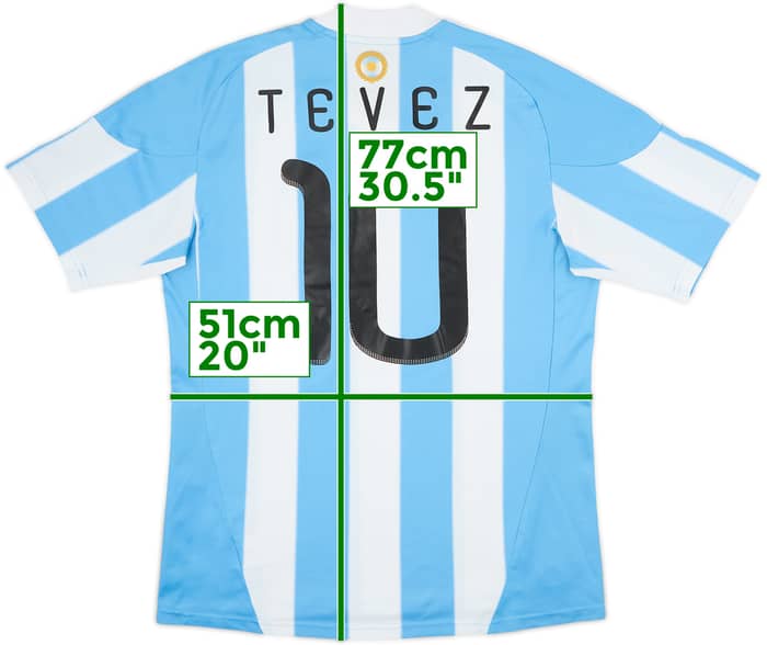 2010-11 Argentina Home Shirt Tevez #10 - 9/10 - (M)