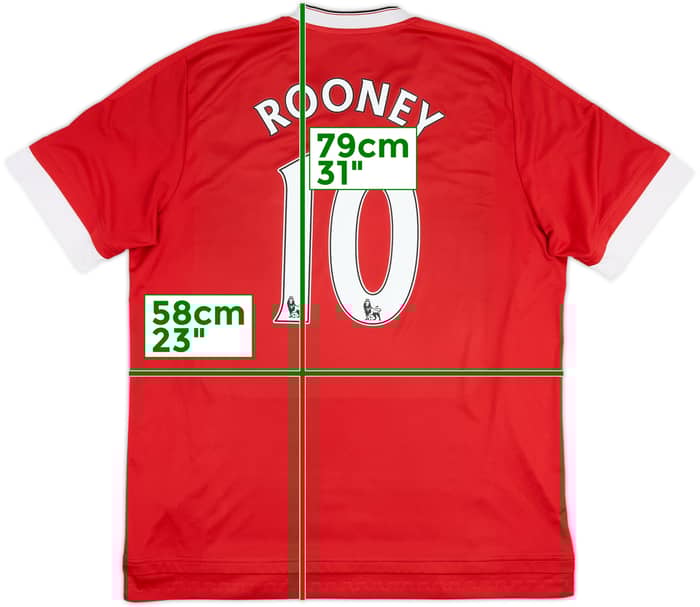 2015-16 Manchester United Home Shirt Rooney #10 - 6/10 - (XL)