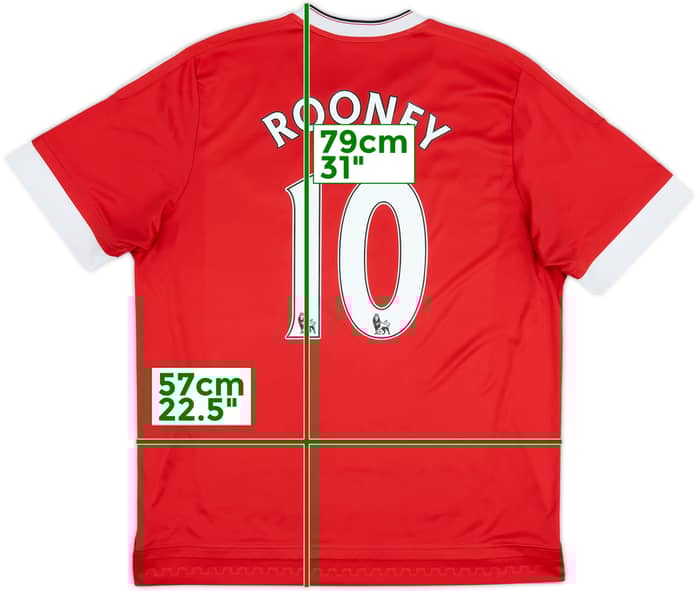 2015-16 Manchester United Home Shirt Rooney #10 - 5/10 - (XL)