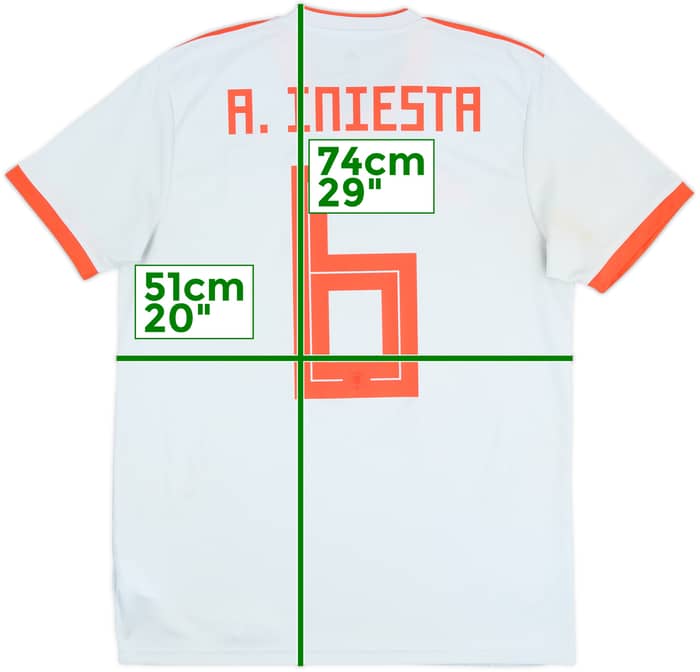 2018-19 Spain Away Shirt A.Iniesta #6 - 6/10 - (M)