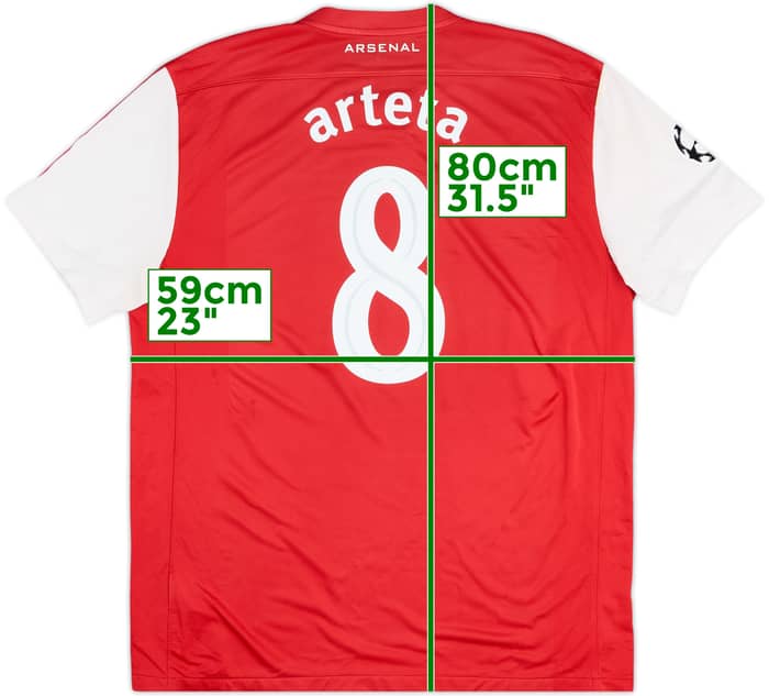 2011-12 Arsenal Home Shirt Arteta #8 - 7/10 - (XL)