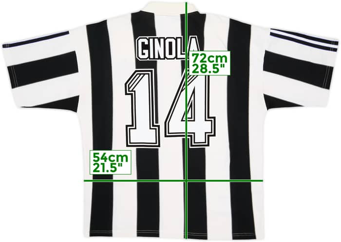 1995-97 Newcastle Home Shirt Ginola #14 - 8/10 - (L)