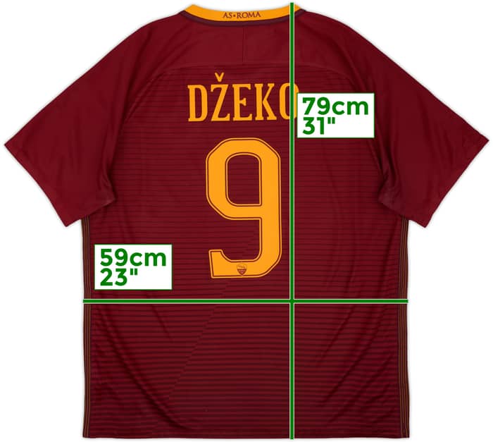 2016-17 Roma Home Shirt Dzeko #9 - 9/10 - (XL)