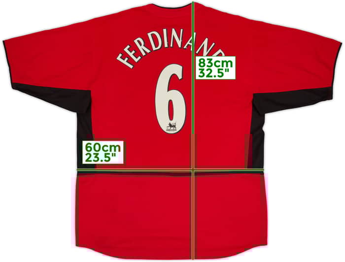 2002-04 Manchester United Home Shirt Ferdinand #6 - 6/10 - (XL)