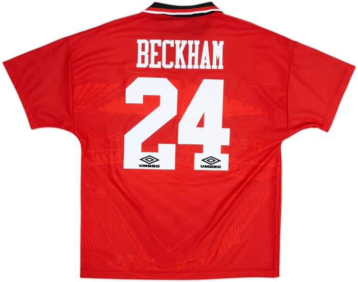 1994-96 Manchester United Home Shirt Beckham #24 - 9/10 - (L)