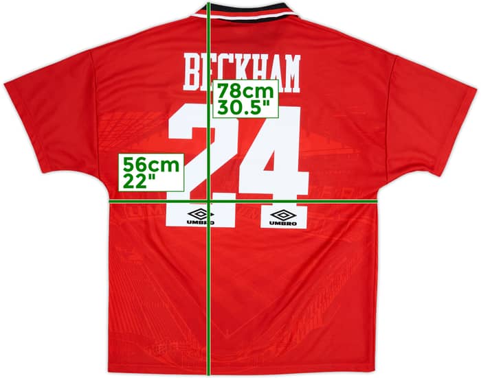 1994-96 Manchester United Home Shirt Beckham #24 - 9/10 - (L)