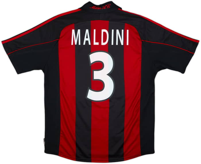2000-02 AC Milan Home Shirt Maldini #3 - 8/10 - (M)