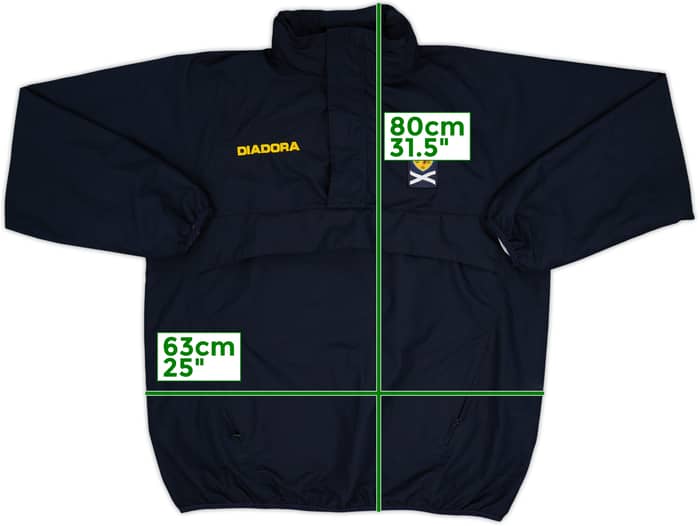 2004-05 Scotland Diadora Hooded 1/4 Zip Rain Jacket - 8/10 - (S)