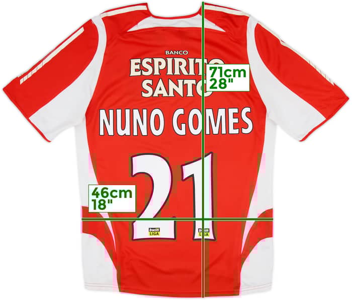 2005-06 Benfica Home Shirt Nuno Gomes #21 - 6/10 - (S)