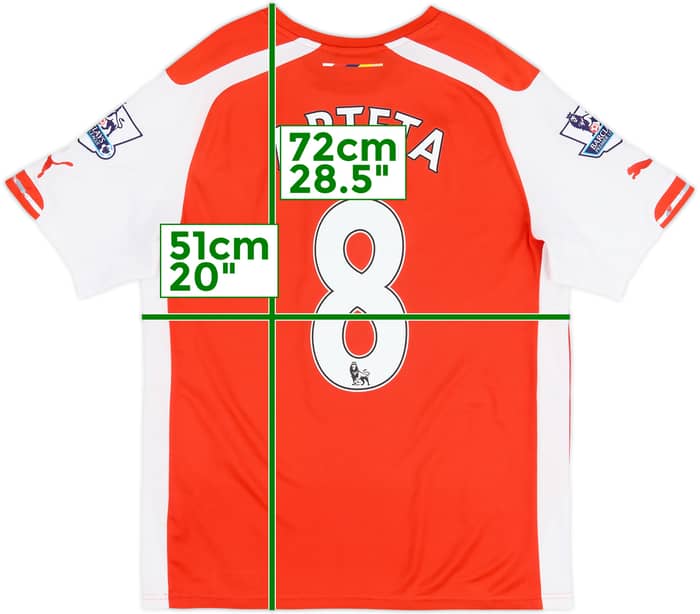 2014-15 Arsenal Home Shirt Arteta #8 - 6/10 - (M)