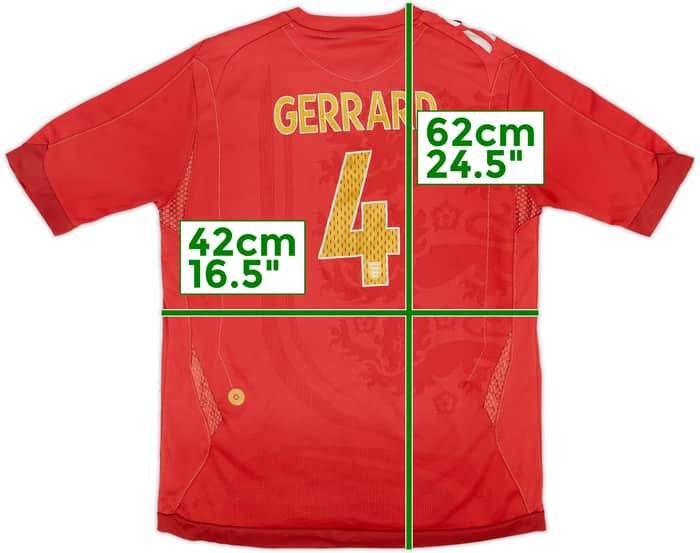 2006-08 Inglaterra Visitante Camiseta Gerrard #4 - 5/10 - (L.Boys)