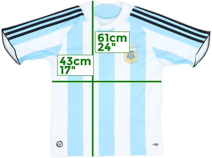 2008-09 Argentina Home Shirt - 8/10 - (L.Boys)