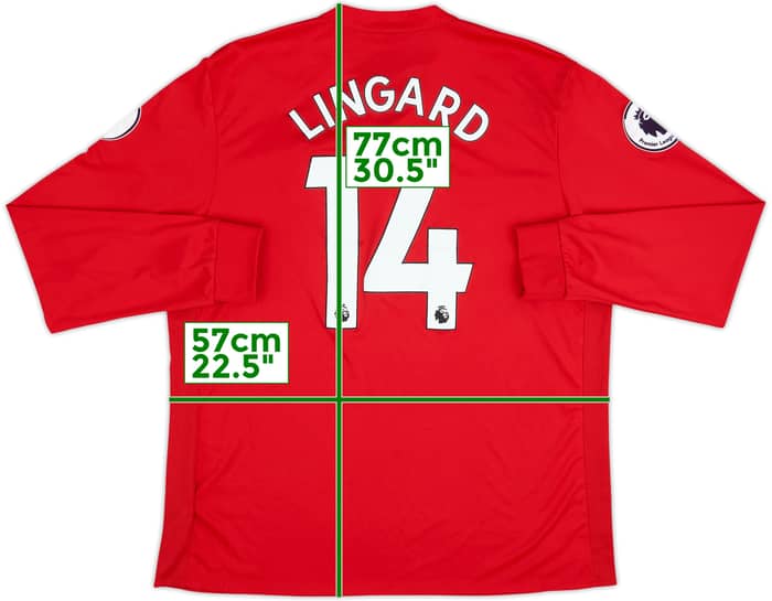 2017-18 Manchester United Home L/S Shirt Lingard #14 - 7/10 - (XL)